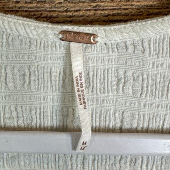 Free People Grazia Mini Dress Surplice Long Sleeve Tea Ivory Size Medium - Picture 7 of 10